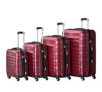 Set di valigie Zelsius 4 pezzi, rosso | Valigia rigida in ABS con chiusura a combinazione, 4 ruote e divisorio interno | Valigia a mano, set di valigie rigide 4 pezzi, trolley, valigia grande