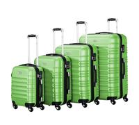 Set di valigie Zelsius 4 pezzi, verde | Valigia rigida in ABS con chiusura a combinazione, 4 ruote e divisorio interno | Valigia a mano, set di valigie rigide 4 pezzi, trolley, valigia grande
