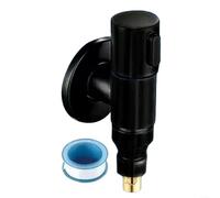 Set di valvole di ritegno a doppio controllo in due uscite per lavatrici in acciaio inox con interruttore rotante per bagno, lavello, cucina, scaldabagno (nero)