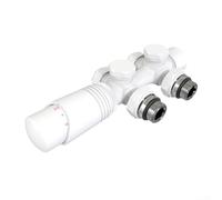 Set di valvole termostatiche per radiatore centrale da 50 mm con struttura in ottone ABS, controllo di connessione angolare o diritto, per radiatore del bagno o portasciugamani riscaldato (bianco)