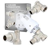 Set di valvole termostatiche TRV Standard II, angolo 1/2", in ottone, controllo centrale, set completo, testa M30 x 1,5