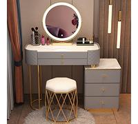 Set di vanità touch screen con 3 colori regolabili Semplice arredamento camera da letto include sgabello elegante tavolo da trucco per spogliatoio e toelettatura personale.