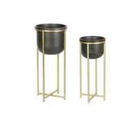 Set di vasi da fiori DKD Home Decor 28,5 x 28,5 x 65,5 cm 28 x 28 x 65 cm Ner