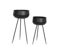 Set di vasi da fiori DKD Home Decor 34 x 34 x 70 cm Nero Metallo