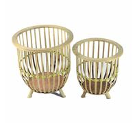 Set di vasi da fiori DKD Home Decor 35 x 35 x 37 cm Naturale Marrone Chiaro B
