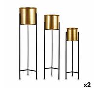 Set di vasi da fiori Gift Decor Nero Dorato Metallo 24 x 93,5 x 24 cm [2 Unit