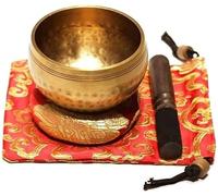 Set di vasi di canto tibetani, Set di campane tibetane con martelletto e cuscino, realizzate a mano, for la guarigione dei chakra del Buddha del Nepal