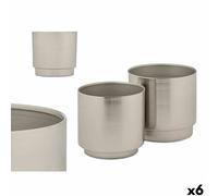Set di Vasi Gift Decor Argentato Ferro 18 x 16,5 x 18 cm 16 x 15,5 x 16 cm [6