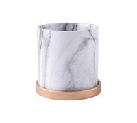 Set di vasi in ceramica per interni, composto da un cilindro bianco da 17 cm con foro di drenaggio e sottovaso. (14cm)