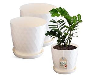 Set di vasi KADAX da 2-25 + 30 cm, Ecrù, vasi in materiale leggero per fiori, piante, cactus, erbe e piante grasse, colori vivaci che portano freschezza nella stanza