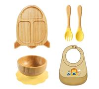 Set di vassoi per l'alimentazione dei bambini dai 6 mesi in su, bavaglino con cucchiaio e forchetta per la casa, tutti i giorni, da viaggio, accessori da pranzo