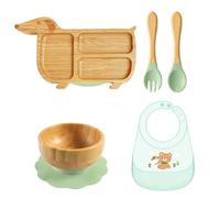 Set di vassoi per l'alimentazione dei bambini dai 6 mesi in su, bavaglino con cucchiaio e forchetta per la casa, tutti i giorni, da viaggio, accessori da pranzo