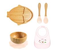 Set di vassoi per l'alimentazione dei bambini dai 6 mesi in su, bavaglino con cucchiaio e forchetta per la casa, tutti i giorni, da viaggio, accessori da pranzo