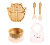 Set di vassoi per l'alimentazione dei bambini dai 6 mesi in su, bavaglino con cucchiaio e forchetta per la casa, tutti i giorni, da viaggio, accessori da pranzo