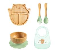 Set di vassoi per l'alimentazione dei bambini dai 6 mesi in su, bavaglino con cucchiaio e forchetta per la casa, tutti i giorni, da viaggio, accessori da pranzo