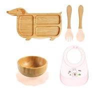 Set di vassoi per l'alimentazione dei bambini dai 6 mesi in su, bavaglino con cucchiaio e forchetta per la casa, tutti i giorni, da viaggio, accessori da pranzo