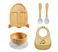 Set di vassoi per l'alimentazione dei bambini dai 6 mesi in su, bavaglino con cucchiaio e forchetta per la casa, tutti i giorni, da viaggio, accessori da pranzo