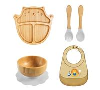 Set di vassoi per l'alimentazione dei bambini dai 6 mesi in su, bavaglino con cucchiaio e forchetta per la casa, tutti i giorni, da viaggio, accessori da pranzo