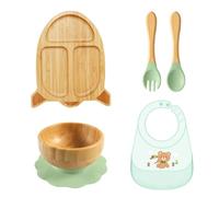 Set di vassoi per l'alimentazione dei bambini dai 6 mesi in su, bavaglino con cucchiaio e forchetta per la casa, tutti i giorni, da viaggio, accessori da pranzo