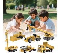 Set di veicoli da costruzione in lega, scala 164, per bambini a partire dai tre anni, robusto, per interni ed esterni (giallo, 9,6 x 6,3 x 5 cm)