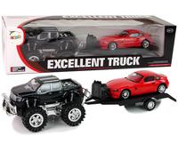 Set di veicoli: Monster Truck nero, carro attrezzi bianco, 58 cm