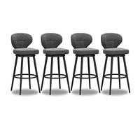 Set di Velluto, Posteriore, Sedia Bar con Base in Metallo Nero, sgabelli da per Il bancone della Cucina, H (Grigio 65 cm)