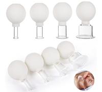Set di ventose per il viso in vetro da 4 pezzi, ventose a sfera in gomma per terapia rassodante di viso, collo e pelle