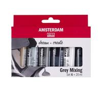 Set di Vernice Acrilica Standard Series Toni di Grigio, 6 x 20 ml, pigmenti di alta qualità, colori versatili, resistente alla luce, formula durevole, equilibrio perfetto nei toni di grigio.
