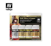 Set Di Vernice Metallica Set Oro Argento Rame Vallejo|4x35ml|70199 Modello Ch