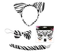 Set Di Vestiti Da Calcolo Zebra, 1 Adesivo Per Il Viso Zebra, Set Di Coda Guida Per La Testa, Proposito Zebra-Play, Decorazione Di Costumi Di Carnevale