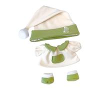 Set di vestiti in cotone per bambole di peluche da 20 cm, accessori vestito 1vestito+1 cappello + 1 scarpine no Doll (verde)