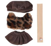 Set di Vestiti Leopardati per Bambole Peluche, Elegante Set con Top Gonna Sciarpa e Cappello con Stampa Leopardata Divertenti Accessori Vestiti Bambole Peluche per Giocare Vestirsi Esporre