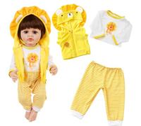 Set di vestiti per bambole, 50-55 cm, per bambole New Born, carino leone, tuta con giacche, pantaloni e calzini, accessori per bambole, fasciatoio per ragazzi e ragazze, 20-22 pollici