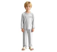 Set di vestiti per ragazzi Ragazze Casual Co Ord Set Bambini 2 Pezzi Abiti Adolescenti Manica Lunga Girocollo Camicie Gamba Larga Pantaloni Set Autunno Inverno Traspirante Tuta Calda, Cenere Chiaro, 9