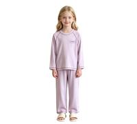 Set di vestiti per ragazzi Ragazze Casual Co Ord Set Bambini 2 Pezzi Abiti Adolescenti Manica Lunga Girocollo Camicie Gamba Larga Pantaloni Set Autunno Inverno Traspirante Tuta Calda, Viola chiaro., 9