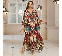 Set di vestito da casa e abito da vacanza elegante, bohémien e vintage con stampa, nuovo per l'estate 2025 Tagli UnicaTessuto intrecciato