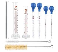 Set Di Vetro Pipette Cilindro, 10 Pezzi Kit Accessori Per Laboratorio Chimica, Cilindri Graduati In Vetro/Pipette/Aste Di Agitazione/Spazzola Pulita Per Liquida, Olio Essenziale, Laboratorio Chimica