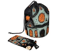 Set di vettore carino con illustrazioni di Halloween 2_194 borsa cosmetica con mini sacchetto con cerniera borsa da toilette da viaggio per le donne organizzatore di trucco con coulisse borsa