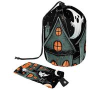 Set di vettore carino con illustrazioni di Halloween 2_194 borsa cosmetica con mini sacchetto con cerniera borsa da toilette da viaggio per le donne organizzatore di trucco con coulisse borsa