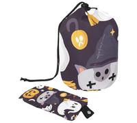 Set di vettore carino con illustrazioni di Halloween 2_194 borsa cosmetica con mini sacchetto con cerniera borsa da toilette da viaggio per le donne organizzatore di trucco con coulisse borsa