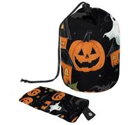 Set di vettore carino con illustrazioni di Halloween 2_194 borsa cosmetica con mini sacchetto con cerniera borsa da toilette da viaggio per le donne organizzatore di trucco con coulisse borsa