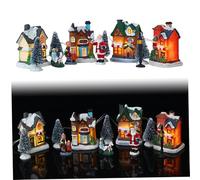 Set di villaggi di Natale 10 pezzi/set di case di città di Natale decorative in resina di simulazione di villaggi di invernali in miniatura illuminati, senza batteria per