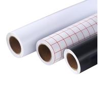 Set di Vinile Adesivo Pellicola 30,5 × 300 cm - 2 Rotoli di Fogli per Plotter in Vinile Autoadesivo Bianco e Nero + 1 Rotolo di Fogli per Trasferimento per Tazze, Regali, Decorazioni e Fai Da Te