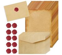 Set Di Vintage Carta Da Lettere Con Busta 10 Buste Di Carta Vintage, 16 Carta Busta Vintage E 10 Adesivo Sigilli Di Cera, Carta Vintage Carta Da Lettere per Scrivere Invito Appunti Biglietti Augur