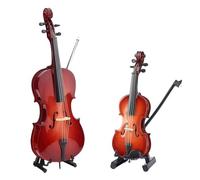 Set di violino e violoncello con supporto e fiocchi, decorazione in legno, ornamento musicale per amanti della musica e collezionisti ornamento musicale
