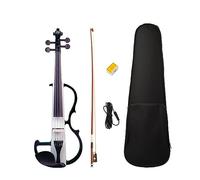 Set Di Violino Elettrico 4/4 Corpo In Legno Massello Violino Bianco Nero Con Arco In Legno Brasiliano Cavo Audio Custodia Per Violino Ponte