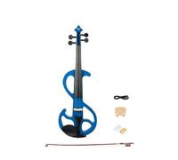Set Di Violino Elettrico/muto Metallizzato In Legno Massello Blu 4/4 Full Size Con Ponte Per Cavo Audio Custodia In Tela Con Fiocco In Legno Brasiliano