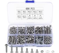 Set di Viti a Testa Bombata Croce Tonda, 400 Pz M4 Kit Assortimento Bulloni e Dadi e Rondelle, Viti Bulloni a Testa Cilindrica Bombata a Croce per Accessori di Fissaggio Fai Da Te