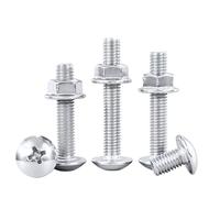 Set di viti a testa piatta grande in acciaio inossidabile 304, flangia, vite a croce, dado, combinazione con design a testa ombrello allargata M3, M4, M5, M6, M8,(M6*85(10PC))