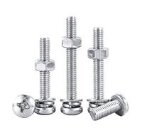 Set di viti e dadi a testa tonda in acciaio inossidabile 304 con combinazione di bulloni a testa svasata a croce, rondella piatta, rondella di bloccaggio e dado(M5*50 (20PC))